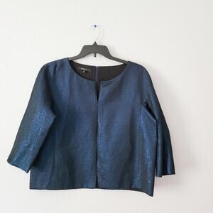 Lafayette 148 New York Metallic Shimmer 3/4 Sleeve top